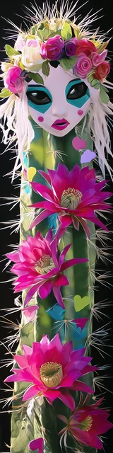 Free cactus bookmark featuring a person in blonde on top of a cactus